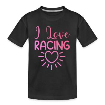 Ich liebe Rennen - Kinder Premium Bio T-Shirt - Schwarz - Vorne