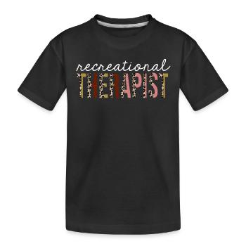 Recreational Therapist Leopard Print Funny Gift - Kids' Premium Organic T-Shirt - black - Front