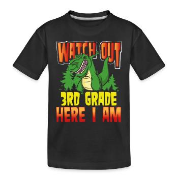 T Rex 3. Klasse Hier Bin Ich - Kinder Premium Bio T-Shirt - Schwarz - Vorne