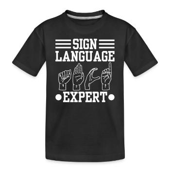 Gebärdensprache Experte Awareness Gebärden Gestik - Kinder Premium Bio T-Shirt - Schwarz - Vorne