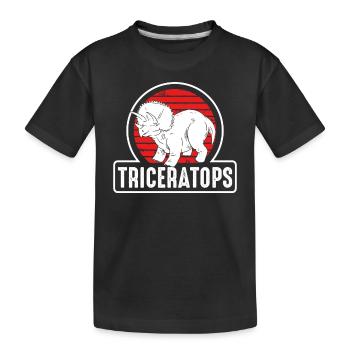 Triceratops on a Red Sun - Kids' Premium Organic T-Shirt - black - Front