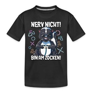 Zocken Gaming Nerv Nicht Bin Am Zocken - Kinder Premium Bio T-Shirt - Schwarz - Vorne