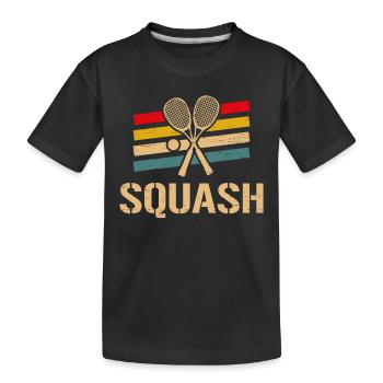 Retro Squash Play Serve Racket Player - Kids' Premium Organic T-Shirt - black - Front