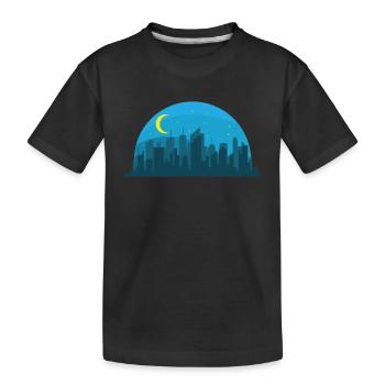 Skyline bei Nacht Gebäude Stadt Silhouette - Kinder Premium Bio T-Shirt - Schwarz - Vorne