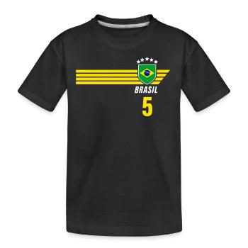 Brazil Brazilian Seleção Football Fan Jersey - Kids' Premium Organic T-Shirt - black - Front