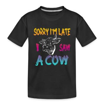 Désolé je suis en retard j’ai vu une vache - T-shirt bio Premium Enfant - noir - Devant