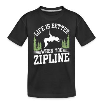 Das Leben Ist Besser Wenn Man Zipline Fährt Sport - Kinder Premium Bio T-Shirt - Schwarz - Vorne