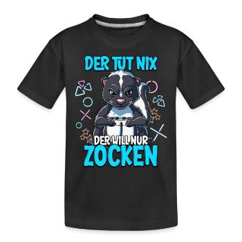 Zocken Gaming Der Tut Nix Der Will Nur Zocken - Kinder Premium Bio T-Shirt - Schwarz - Vorne