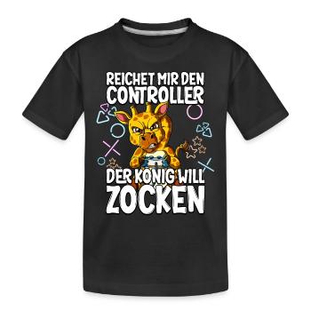 Videospiel Gaming Giraffe Zocken - Kinder Premium Bio T-Shirt - Schwarz - Vorne