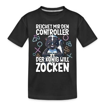 Videospiel Gaming Stinktier Zocken - Kinder Premium Bio T-Shirt - Schwarz - Vorne
