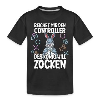 Videospiel Gaming Hase Zocken - Kinder Premium Bio T-Shirt - Schwarz - Vorne