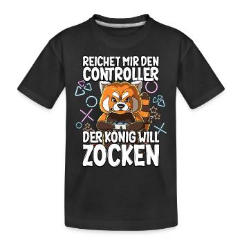 Videospiel Gaming Roter Panda Zocken - Kinder Premium Bio T-Shirt - Schwarz - Vorne