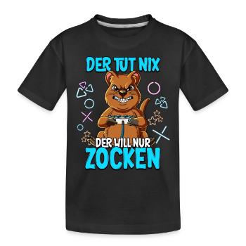 Zocken Gaming Der Tut Nix Der Will Nur Zocken - Kinder Premium Bio T-Shirt - Schwarz - Vorne