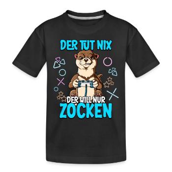 Zocken Gaming Der Tut Nix Der Will Nur Zocken - Kinder Premium Bio T-Shirt - Schwarz - Vorne