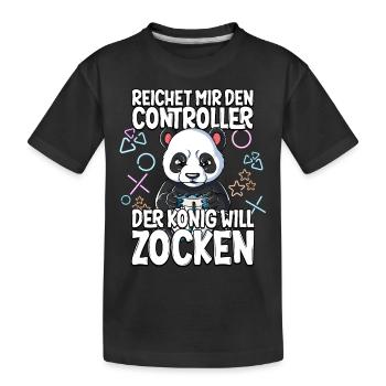 Videospiel Gaming Panda Zocken - Kinder Premium Bio T-Shirt - Schwarz - Vorne