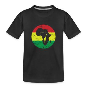Giraffe Umriss Afrika Kontinent Karte - Kinder Premium Bio T-Shirt - Schwarz - Vorne