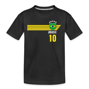 Brazil Brazilian Seleção Football Fan Jersey - Kids' Premium Organic T-Shirt - black - Front