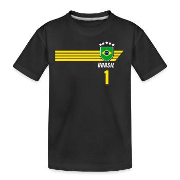 Brazil Brazilian Seleção Football Fan Jersey - Kids' Premium Organic T-Shirt - black - Front
