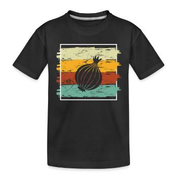 Onion Lover Retro Vegetables Vegan Gift idea - Kinder Premium Bio T-Shirt - Schwarz - Vorne