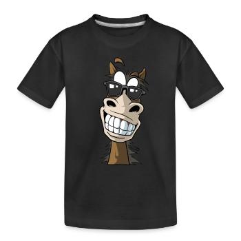 Funny horse head - cool horse - Kids' Premium Organic T-Shirt - black - Front