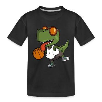 Cooler T-Rex spielt Basketball - Kinder Premium Bio T-Shirt - Schwarz - Vorne