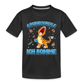 Grundschule ich komme Einschulung 1. Klasse - Kinder Premium Bio T-Shirt - Schwarz - Vorne