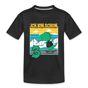 Dino Geburtstagsmotiv 3 Jahre Jungen Geschenkidee - Kinder Premium Bio T-Shirt - Schwarz - Vorne