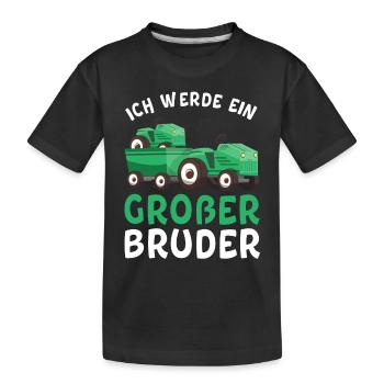 Großer Bruder 2023 Traktor Schwangerschaft - Kinder Premium Bio T-Shirt - Schwarz - Vorne