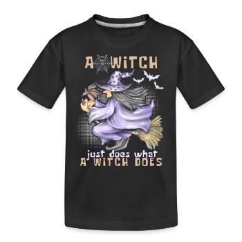 Sorcière, sorcière sur balai, Halloween, dicton drôle - T-shirt bio Premium Enfant - noir - Devant