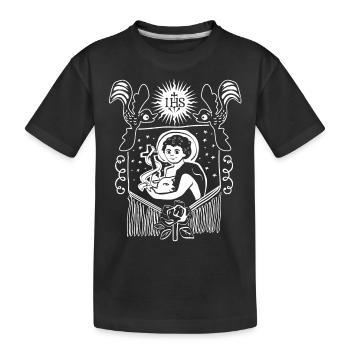 Jésus-Christ, art populaire, IHS, Jésus avec des brebis - T-shirt bio Premium Enfant - noir - Devant