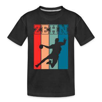 Handball Kinder 10 Jahre Trikot Handballer - Kinder Premium Bio T-Shirt - Schwarz - Vorne