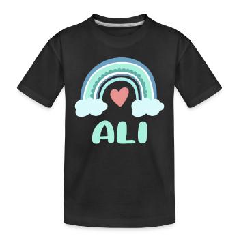 Ali Name Rainbow Baby - Kids' Premium Organic T-Shirt - black - Front