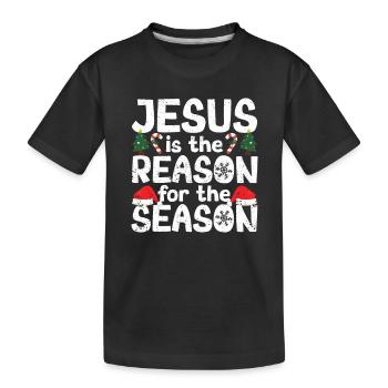 Xmas Christliche Weihnachten Jesus ist der Grund - Kinder Premium Bio T-Shirt - Schwarz - Vorne