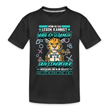Zocken Gaming Gamer Zocker Videospiel - Kinder Premium Bio T-Shirt - Schwarz - Vorne