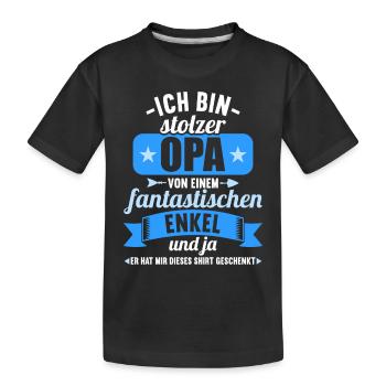 stolzer Opa von einem fantastisch Enkel - Kinder Premium Bio T-Shirt - Schwarz - Vorne