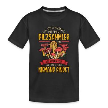 Pilzsammler Pilz Sucher - Kinder Premium Bio T-Shirt - Schwarz - Vorne