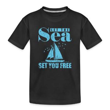 Laissez la mer vous mettre gratuitement au sport de voilier - T-shirt bio Premium Enfant - noir - Devant