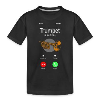 Trumpet Player Phone Display - Kids' Premium Organic T-Shirt - black - Front