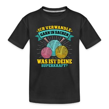 Häkeln - Kinder Premium Bio T-Shirt - Schwarz - Vorne