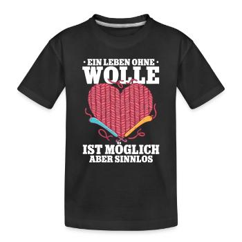 Häkeln - Kinder Premium Bio T-Shirt - Schwarz - Vorne
