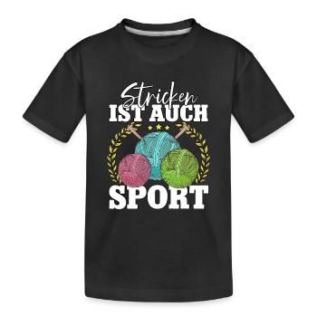Häkeln - Kinder Premium Bio T-Shirt - Schwarz - Vorne