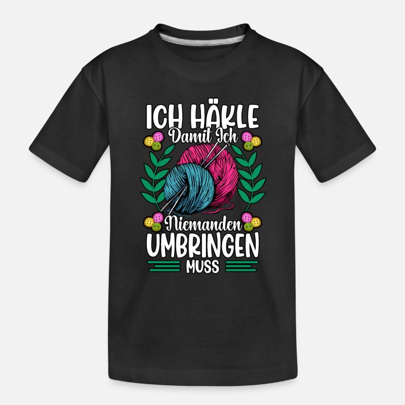 Häkeln - Kinder Premium Bio T-Shirt - Schwarz