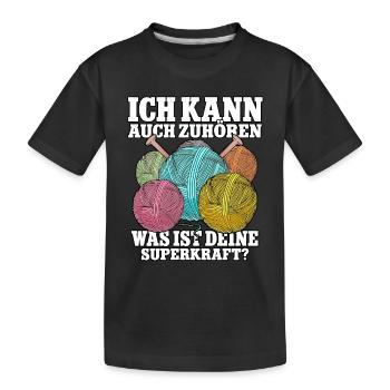 Häkeln - Kinder Premium Bio T-Shirt - Schwarz - Vorne