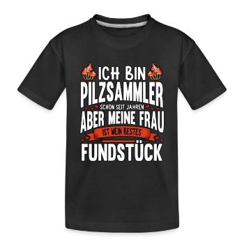 Pilzsammler Pilz Sucher - Kinder Premium Bio T-Shirt - Schwarz - Vorne