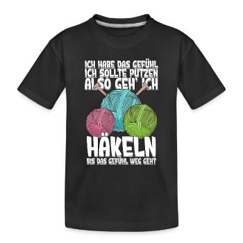 Häkeln - Kinder Premium Bio T-Shirt - Schwarz - Vorne
