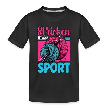 Häkeln - Kinder Premium Bio T-Shirt - Schwarz - Vorne