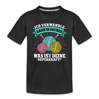 Häkeln - Kinder Premium Bio T-Shirt - Schwarz - Vorne