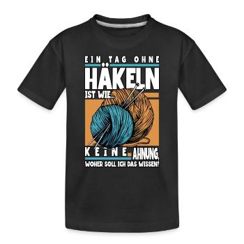Häkeln - Kinder Premium Bio T-Shirt - Schwarz - Vorne
