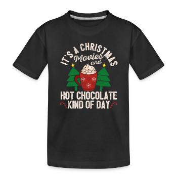 C’est un film de Noël et du chocolat chaud - T-shirt bio Premium Enfant - noir - Devant