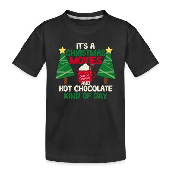 C’est un film de Noël et du chocolat chaud - T-shirt bio Premium Enfant - noir - Devant